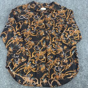 Britches Great Outdoors Mens Medium Equestrian Polo Horse Print Shirt Black USA